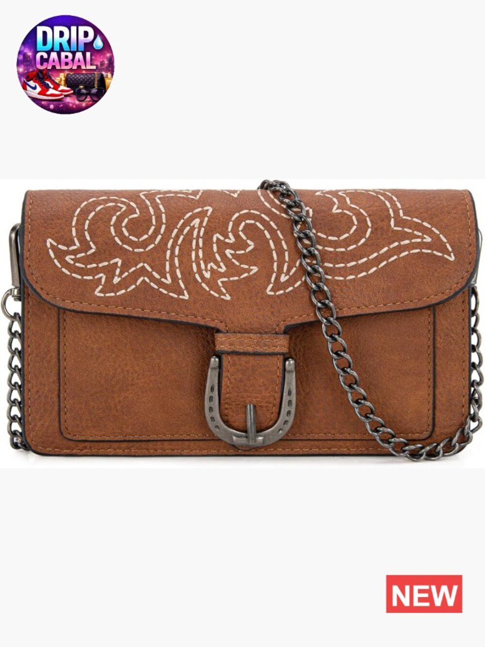 Small Crossbody Purse with Chain Strap Western Clutch Handbag Faux Leather